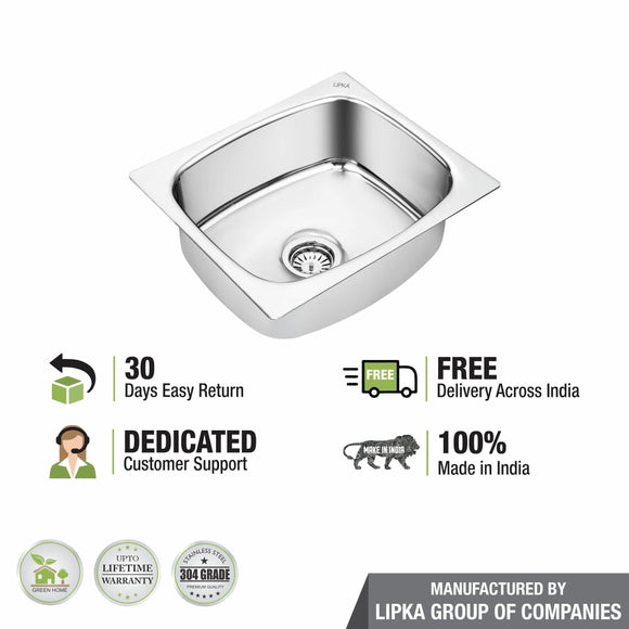 Round Single Bowl 304-Grade Kitchen Sink (18 x 16 x 8 Inches) - LIPKA - Lipka Home