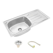 Round Single Bowl 304-Grade Kitchen Sink with Drainboard (42 x 20 x 9 Inches) video