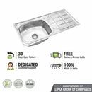 Round Single Bowl 304-Grade Kitchen Sink with Drainboard (45 x 20 x 9 Inches) - LIPKA - Lipka Home