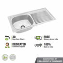Round Single Bowl Kitchen Sink with Drainboard (37 x 18 x 8 Inches) - LIPKA - Lipka Home