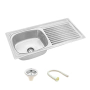 Round Single Bowl Kitchen Sink with Drainboard (37 x 18 x 8 Inches) video