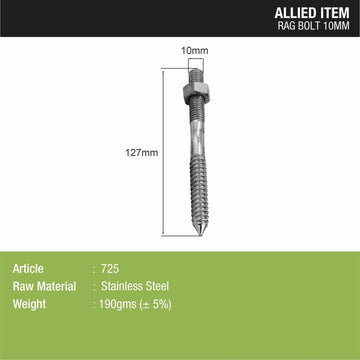 Rag Bolt (10mm) - LIPKA - Lipka Home