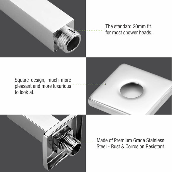 Rectangular Shower Arm (12 Inches) - LIPKA - Lipka Home