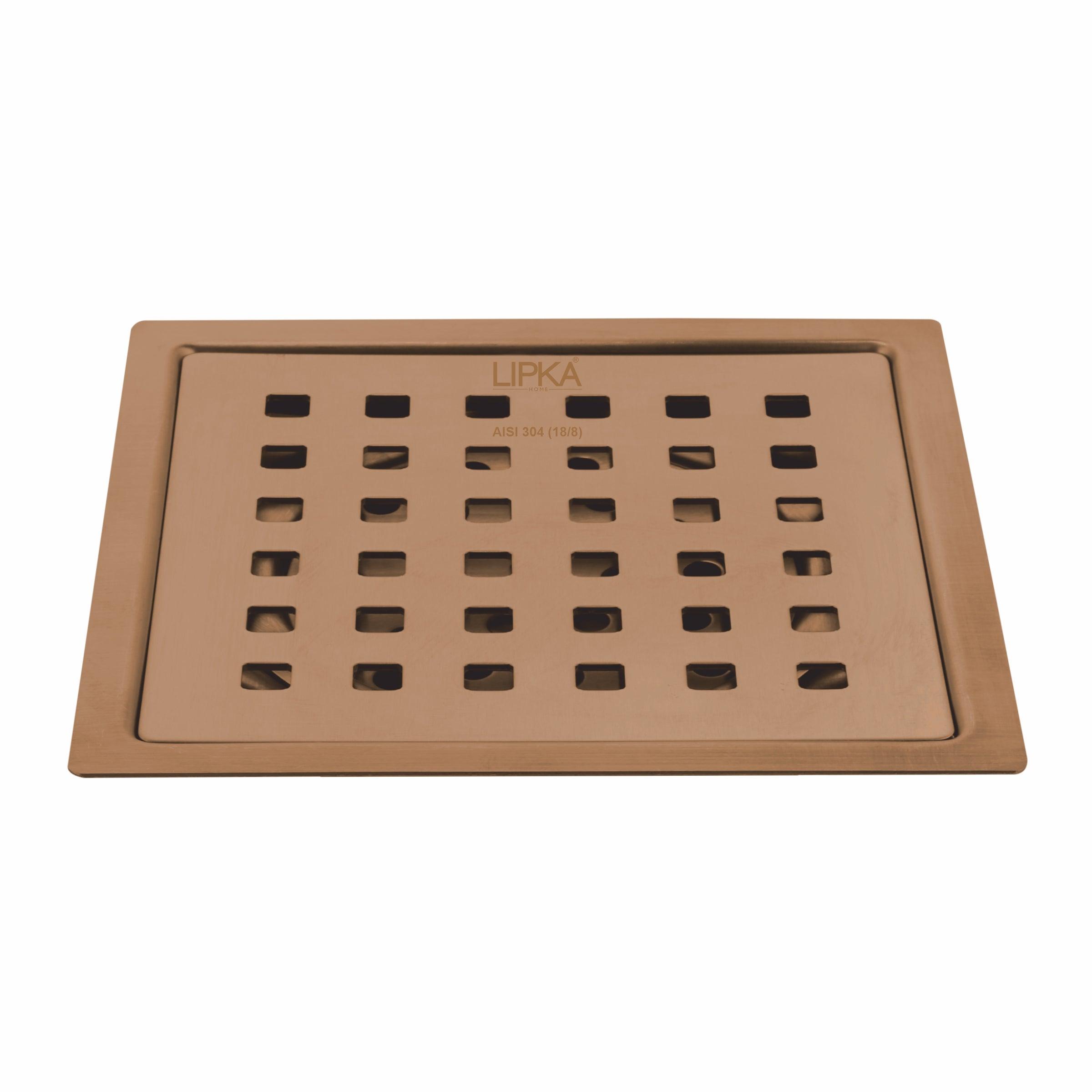 Red Exclusive Square Flat Cut Floor Drain in Antique Copper PVD Coating (5 x 5 Inches) - LIPKA - Lipka Home