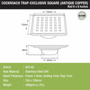 Red Exclusive Square Floor Drain in Antique Copper PVD Coating (6 x 6 Inches) with Cockroach Trap - LIPKA - Lipka Home