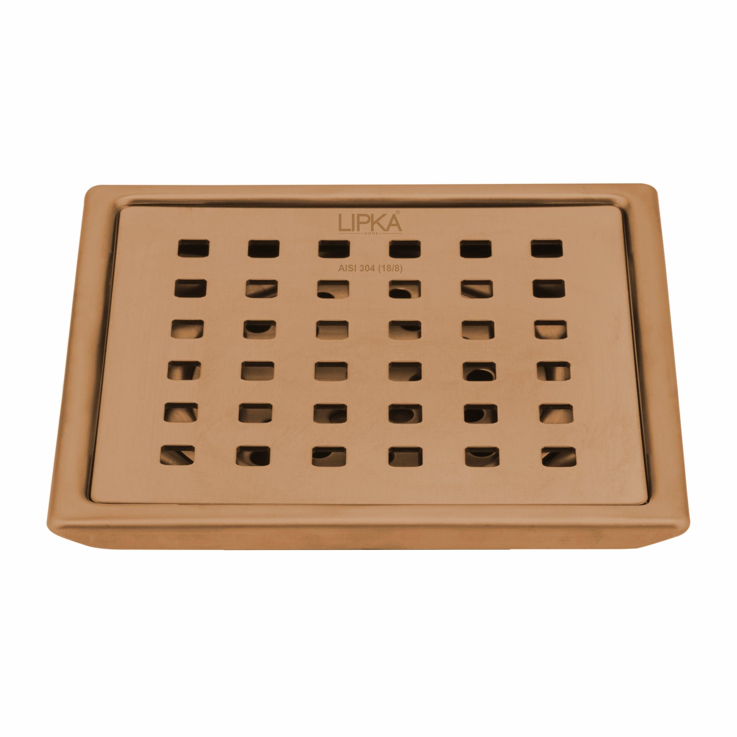 Red Exclusive Square Floor Drain in Antique Copper PVD Coating (5 x 5 Inches) - LIPKA - Lipka Home