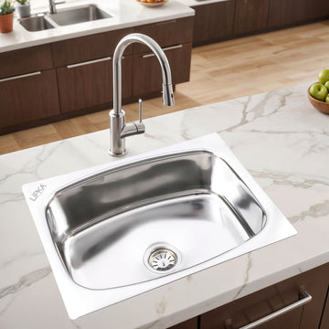 Round Single Bowl 304-Grade Kitchen Sink (24 x 18 x 9 Inches) - LIPKA - Lipka Home