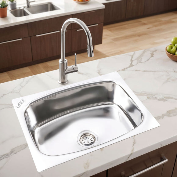 Round Single Bowl 304-Grade Kitchen Sink (24 x 18 x 9 Inches) - LIPKA - Lipka Home