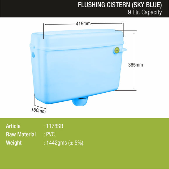 Round Flushing Cistern/ Flush Tank (Sky Blue) |Commode not included| - LIPKA - Lipka Home