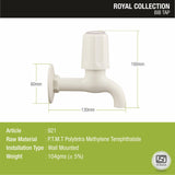 Royal Bib Tap PTMT Faucet sizes and dimensions