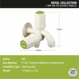 Royal Two Way Bib Tap PTMT Faucet (Double Handle) sizes and dimensions