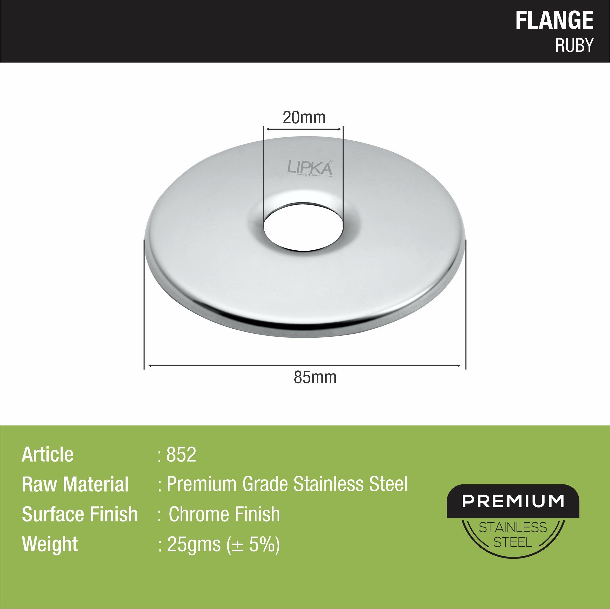 Ruby Flange sizes and dimensions