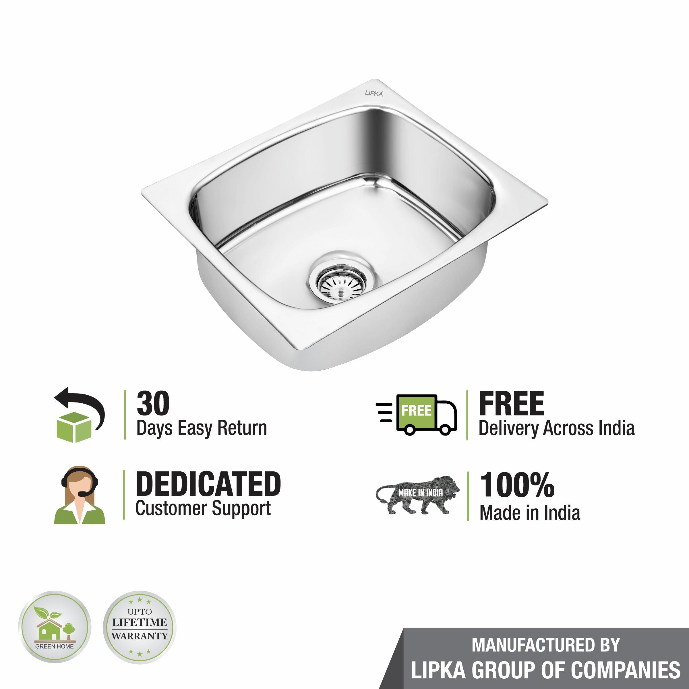 Silver Range Round Single Bowl Kitchen Sink (18 x 16 x 8 Inches) - LIPKA - Lipka Home