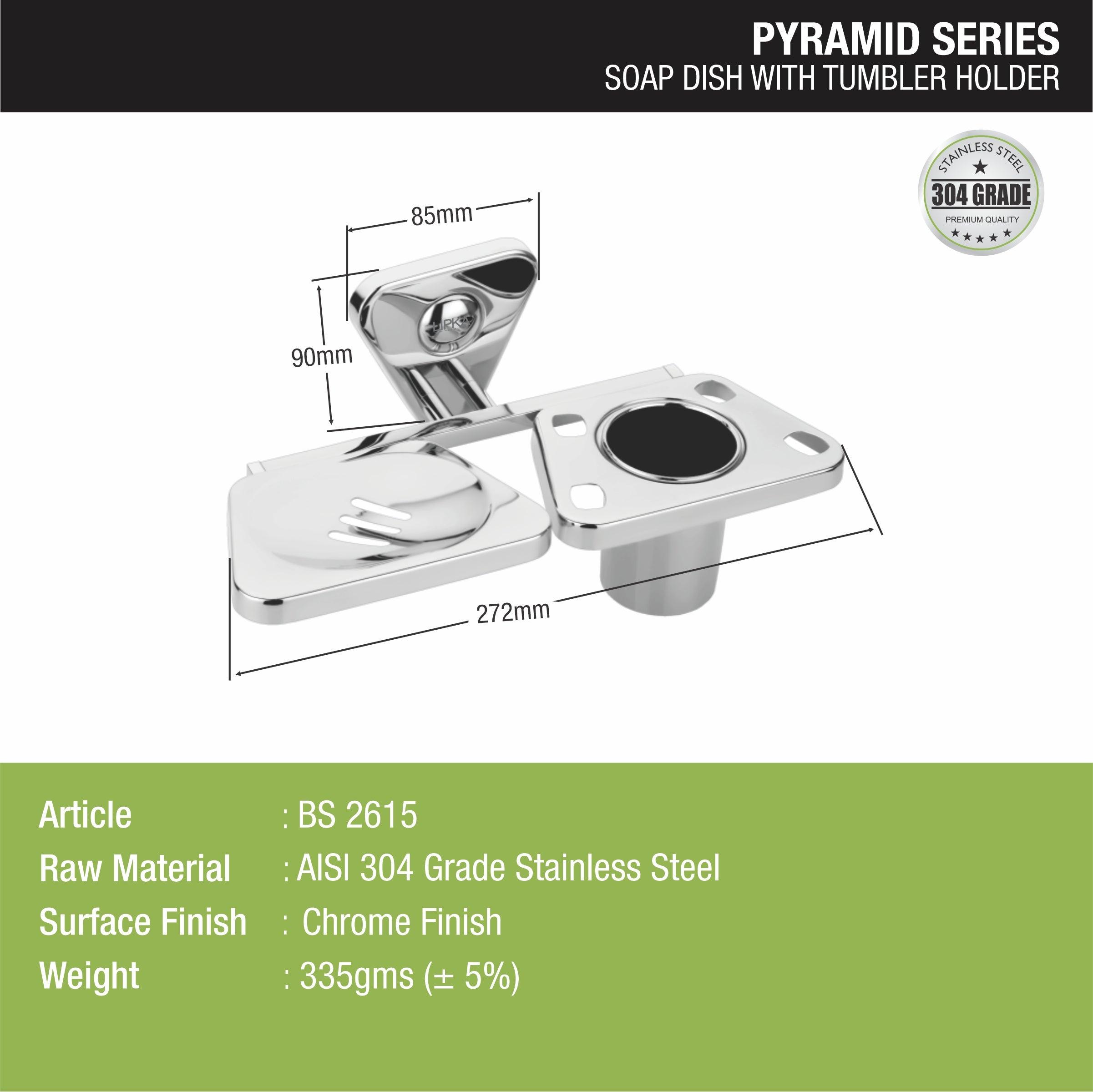 Pyramid 304-Grade Double Soap Dish size and dimension 