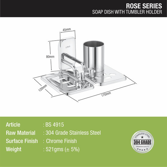 Rose Soap Dish with Tumbler Holder (304-SS) - LIPKA - Lipka Home