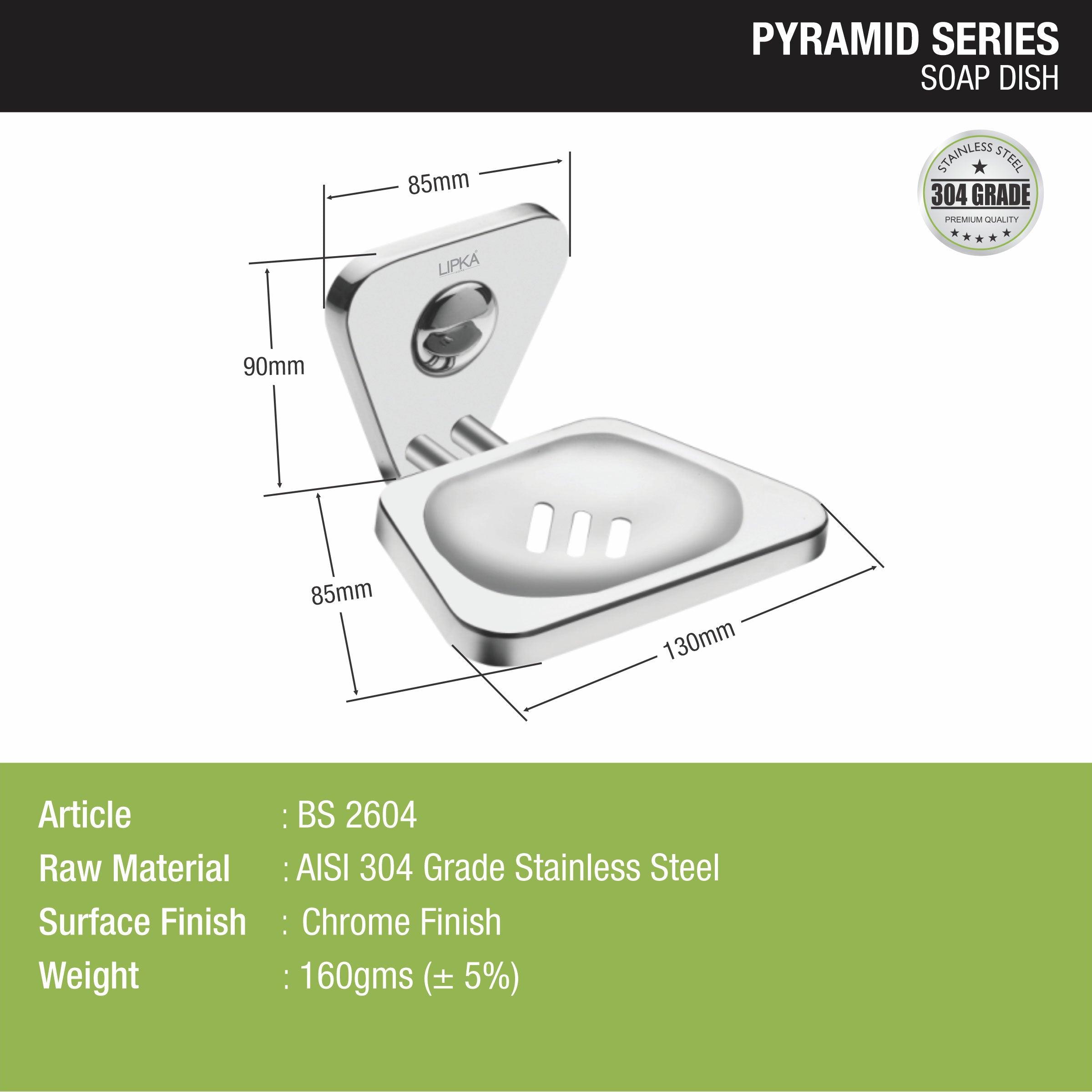 Pyramid 304-Grade Soap Dish size and dimension