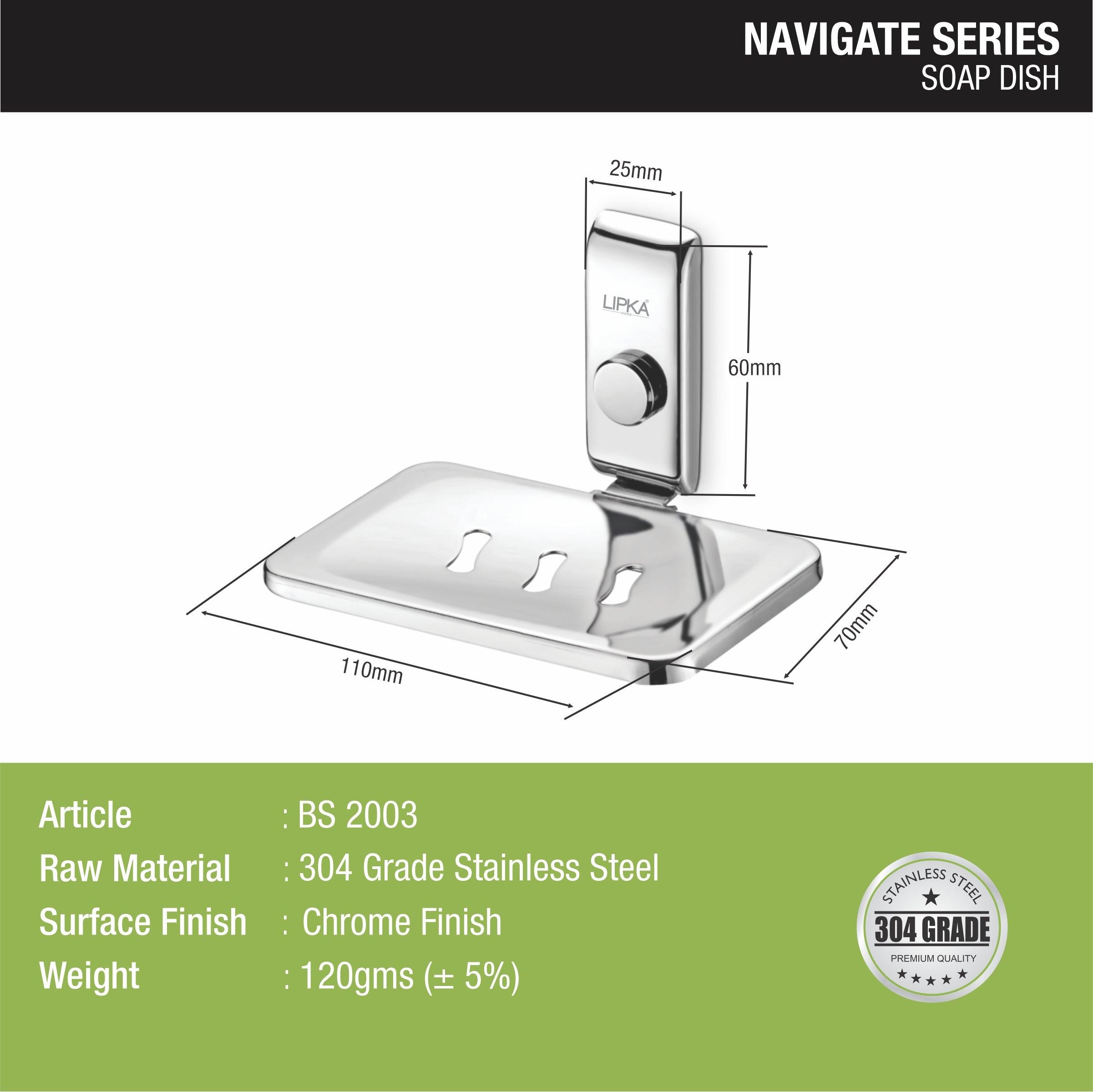 Navigate Soap Dish (304-SS) size and dimension