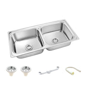 Square Double Bowl 304-Grade Kitchen Sink (37 x 18 x 8 Inches) video