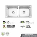 Square Double Bowl Kitchen Sink (32 x 20 x 8 Inches) - LIPKA - Lipka Home