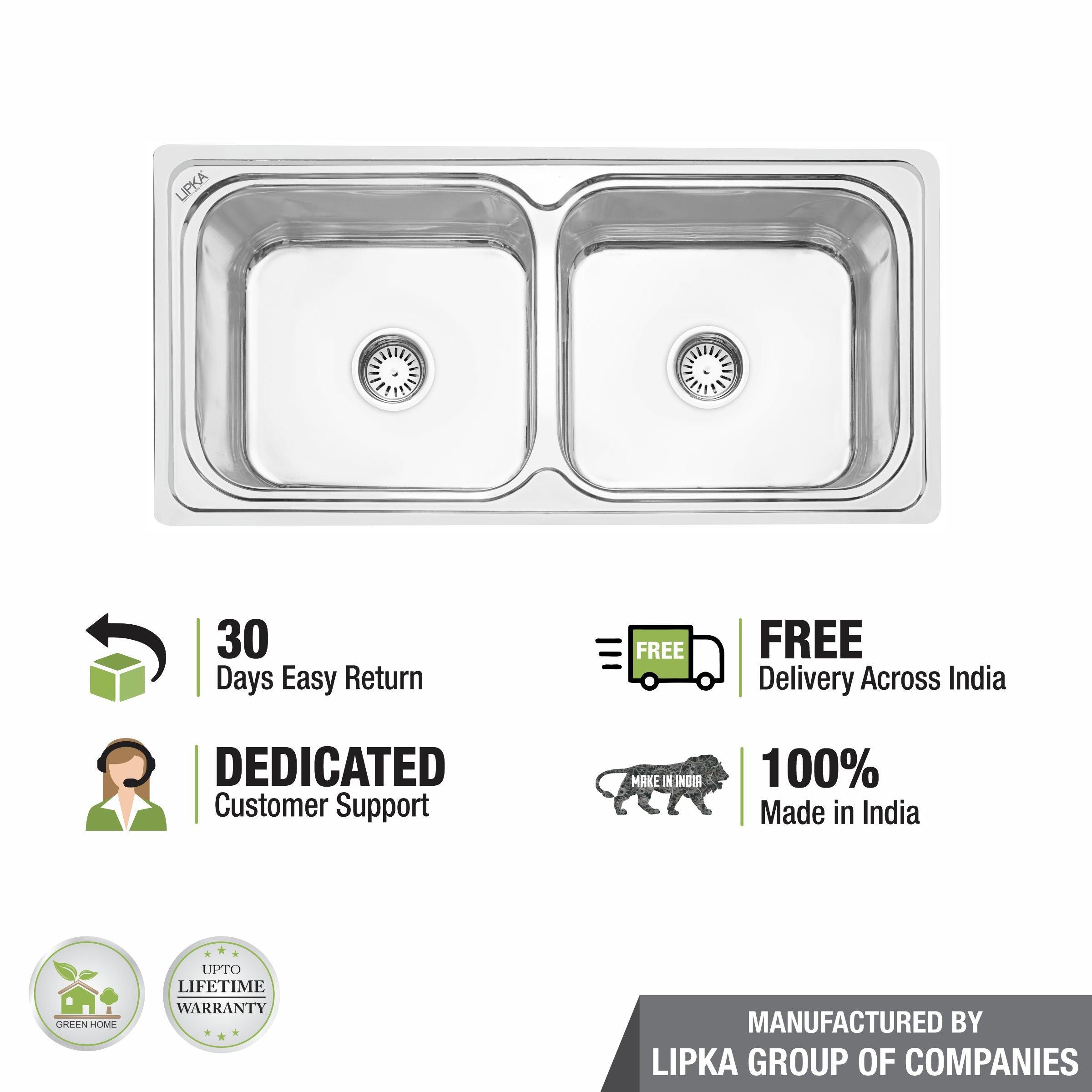 Square Double Bowl Kitchen Sink (45 x 20 x 9 Inches) - LIPKA - Lipka Home