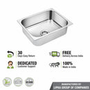 Square Single Bowl 304-Grade Kitchen Sink (24 x 18 x 9 Inches) - LIPKA - Lipka Home