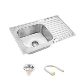 Square Single Bowl 304-Grade Kitchen Sink with Drainboard (32 x 20 x 8 Inches) - LIPKA - Lipka Home