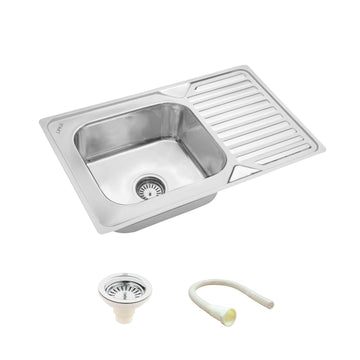 Square Single Bowl 304-Grade Kitchen Sink with Drainboard (32 x 20 x 8 Inches) - LIPKA - Lipka Home