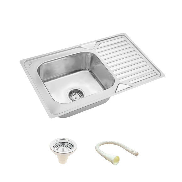Square Single Bowl 304-Grade Kitchen Sink with Drainboard (32 x 20 x 8 Inches) - LIPKA - Lipka Home