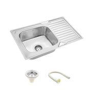 Square Single Bowl 304-Grade Kitchen Sink with Drainboard (32 x 20 x 8 Inches) video