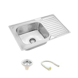 Square Single Bowl 304-Grade Kitchen Sink with Drainboard (32 x 20 x 8 Inches) - LIPKA