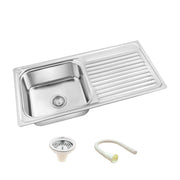 Square Single Bowl 304-Grade Kitchen Sink with Drainboard (37 x 18 x 8 Inches) video