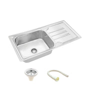 Square Single Bowl 304-Grade Kitchen Sink with Drainboard (42 x 20 x 9 Inches) video