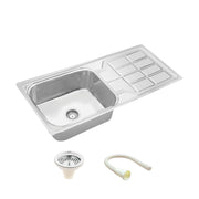 Square Single Bowl 304-Grade Kitchen Sink with Drainboard (45 x 20 x 9 Inches) video