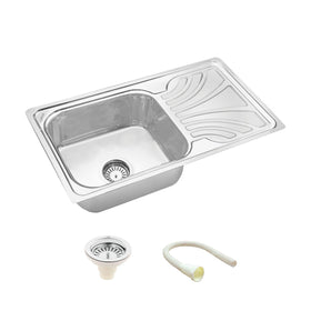 Square Single Bowl Kitchen Sink with Drainboard (32 x 18 x 8 Inches) - LIPKA - Lipka Home