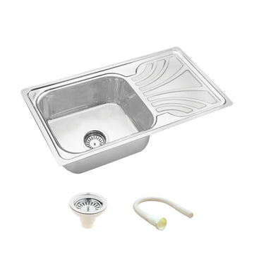 Square Single Bowl Kitchen Sink with Drainboard (32 x 18 x 8 Inches) - LIPKA - Lipka Home