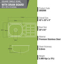 Square Single Bowl Kitchen Sink with Drainboard (45 x 20 x 9 Inches) - LIPKA - Lipka Home