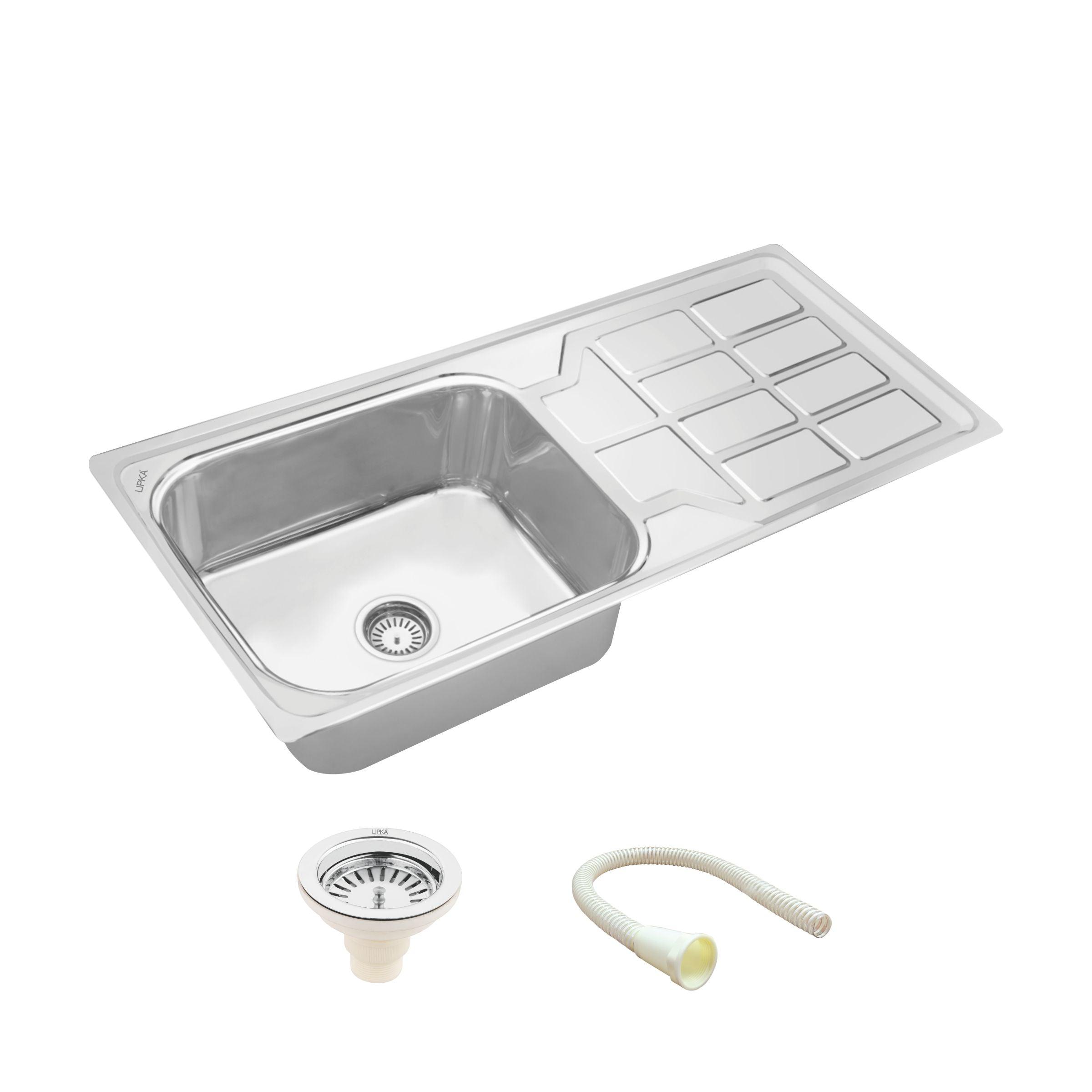 Square Single Bowl Kitchen Sink with Drainboard (45 x 20 x 9 Inches) - LIPKA - Lipka Home