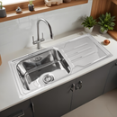 Square Single Bowl Kitchen Sink with Drainboard (42 x 20 x 9 Inches) - LIPKA - Lipka Home