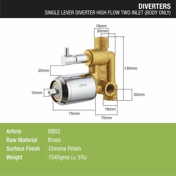 2-inlet Single Lever High-Flow Diverter (Only Body) - LIPKA - Lipka Home