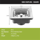 Square Kitchen Sink Coupling (4½ Inches) - LIPKA - Lipka Home