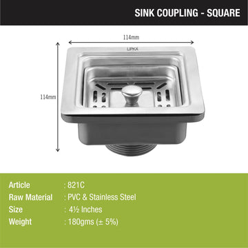 Square Kitchen Sink Coupling (4½ Inches) - LIPKA - Lipka Home