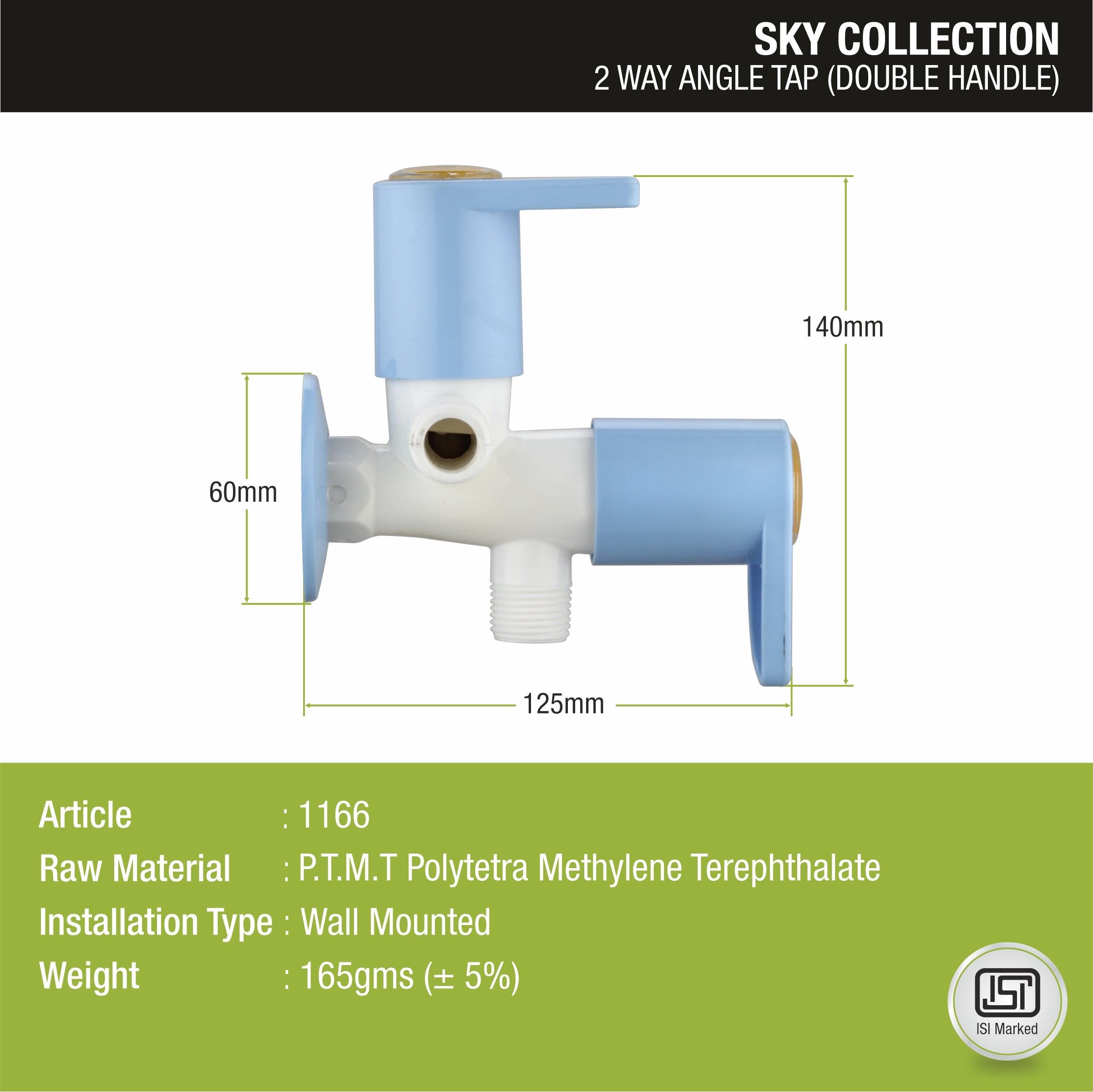 Sky Two Way Angle Valve PTMT Faucet (Double Handle) sizes and dimensions