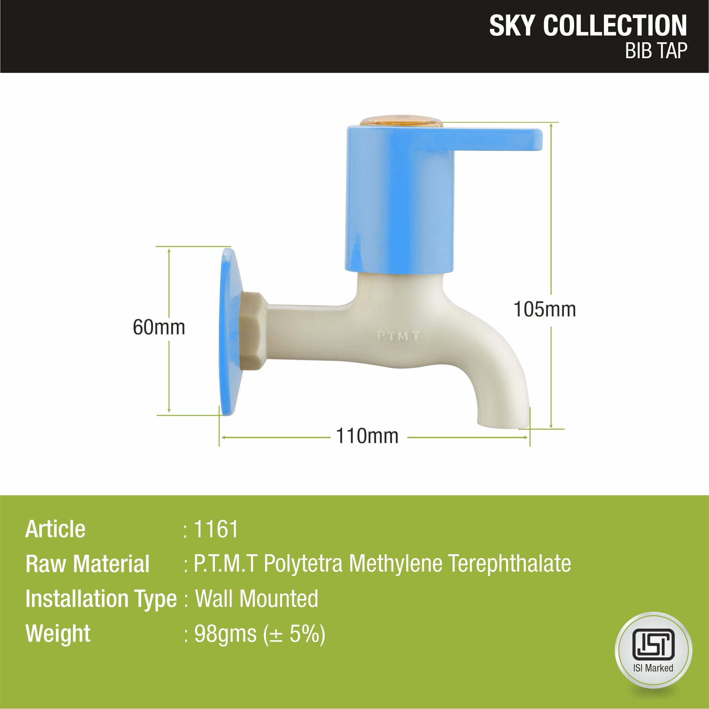 Sky Bib Tap PTMT Faucet sizes and dimensions