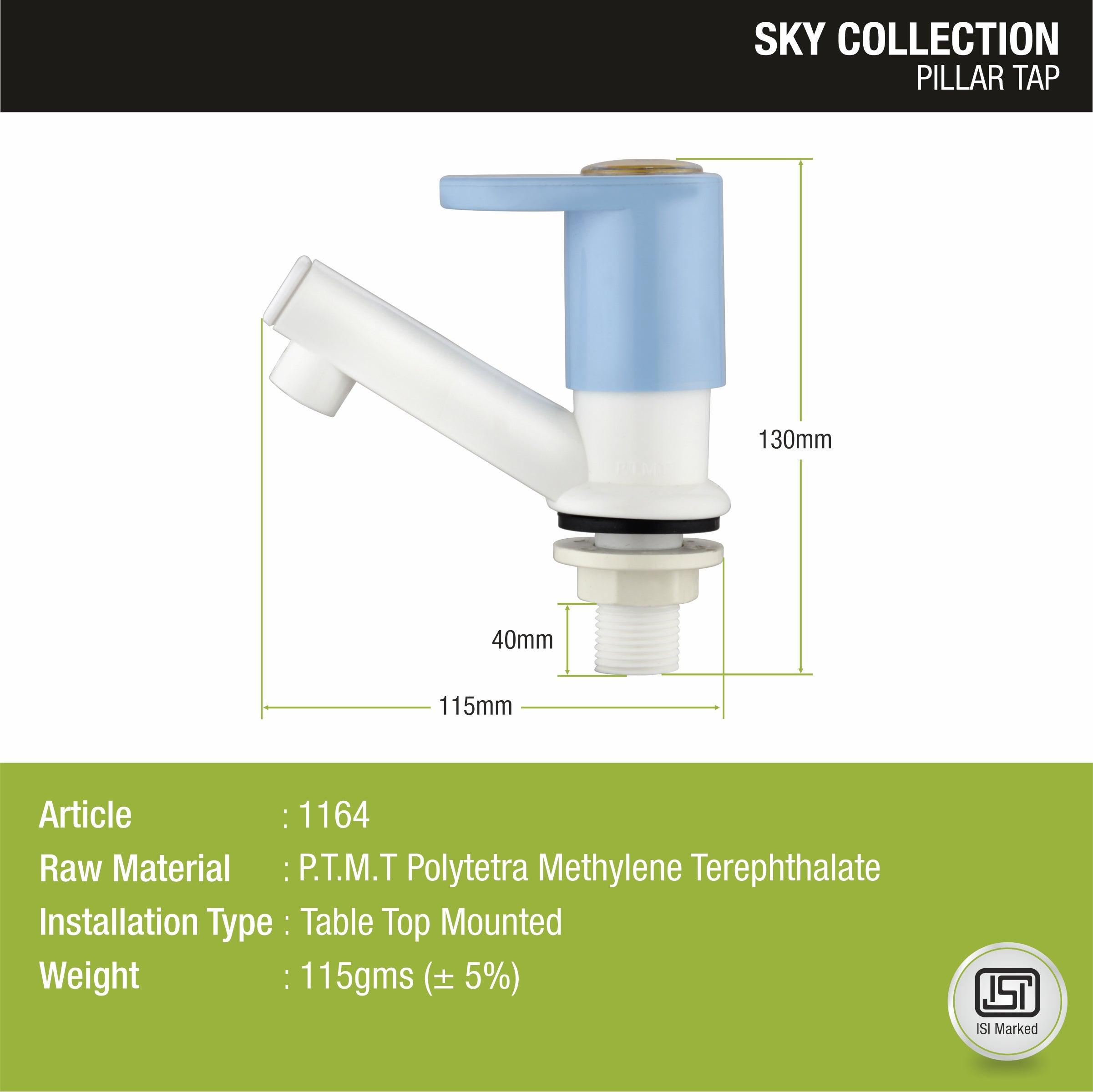 Sky Pillar Tap PTMT Faucet size and dimensions
