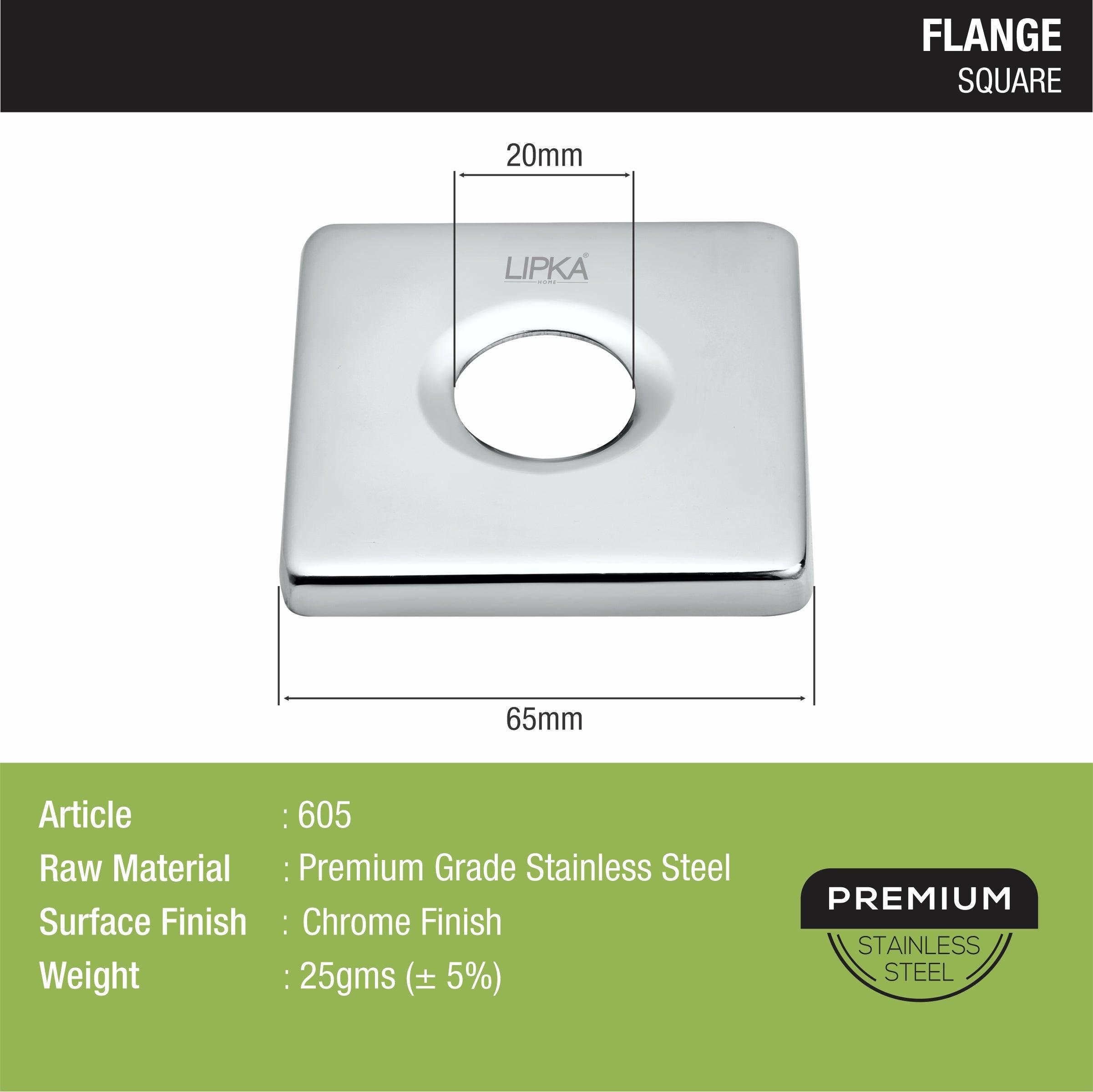 Square Flange sizes and dimensions