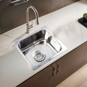 Square Single Bowl Kitchen Sink (16 x 14 x 6 Inches) - LIPKA - Lipka Home