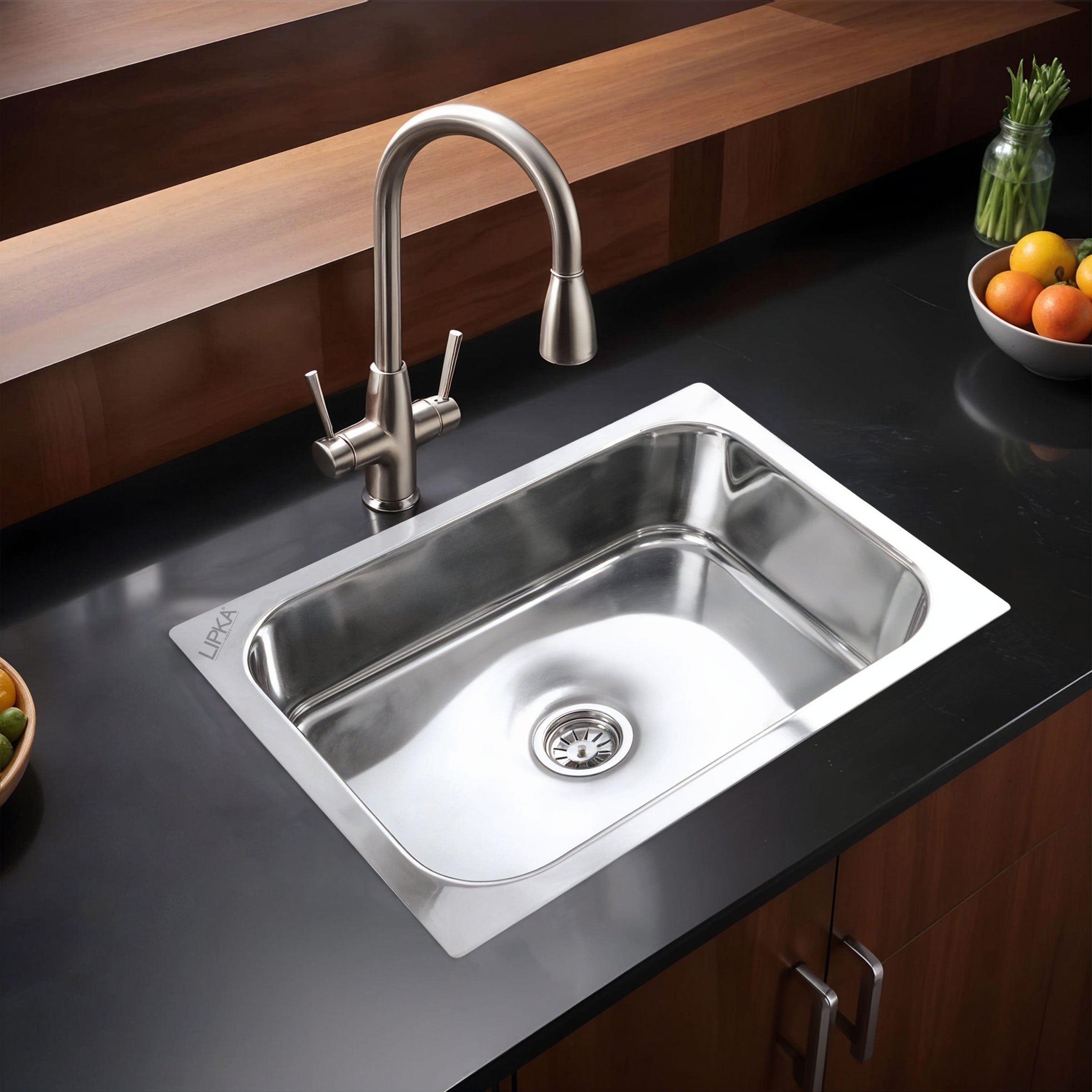 Square Single Bowl Kitchen Sink (27 x 21 x 9 Inches) - LIPKA