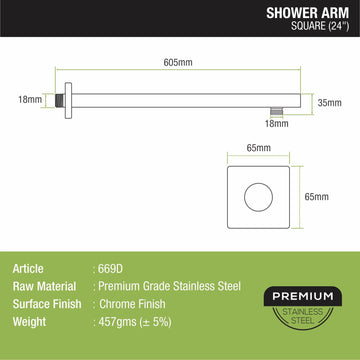 Square Shower Arm (24 Inches) - LIPKA - Lipka Home