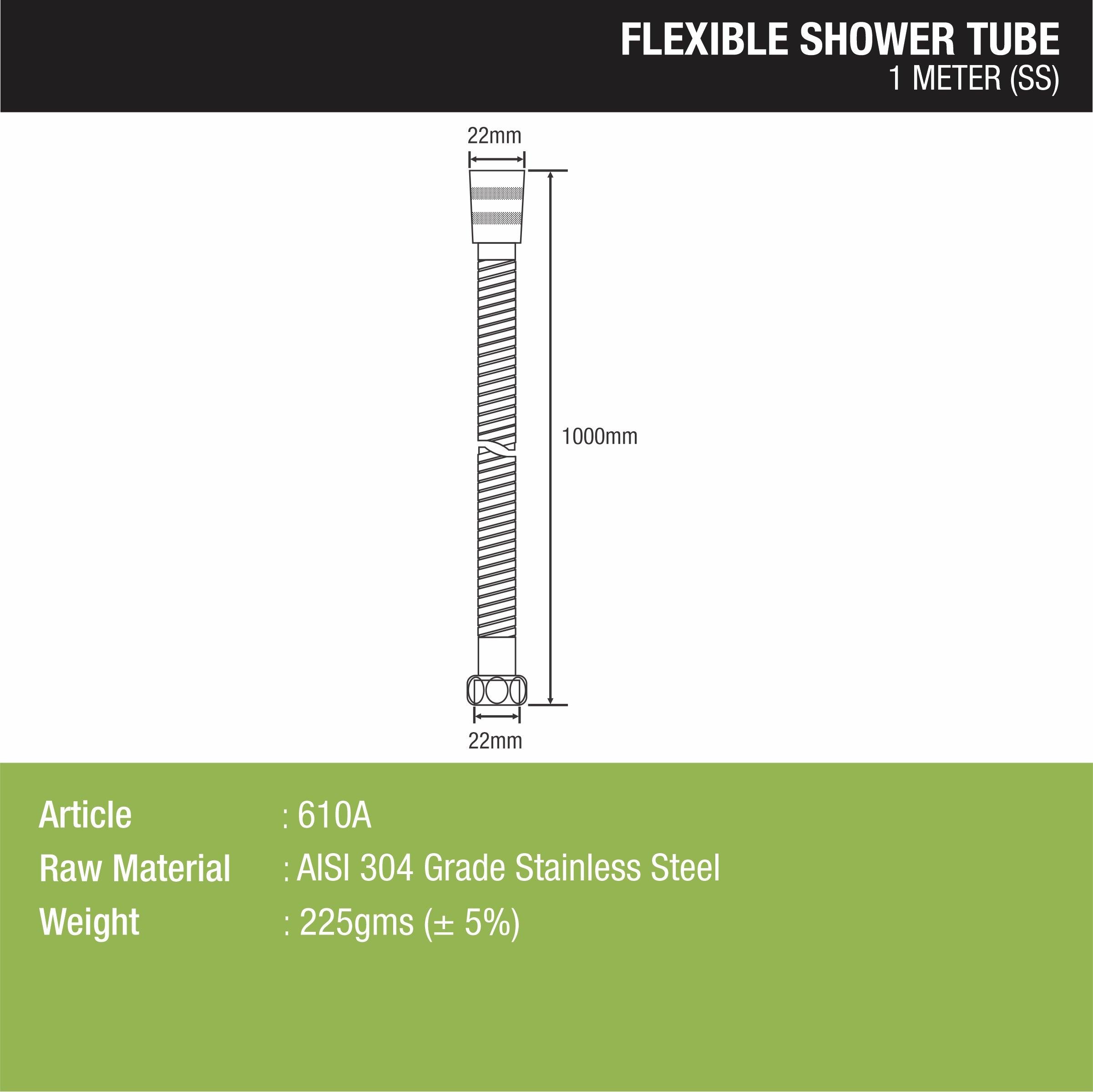 Flexible Shower Tube (1 Meter) sizes and dimensions