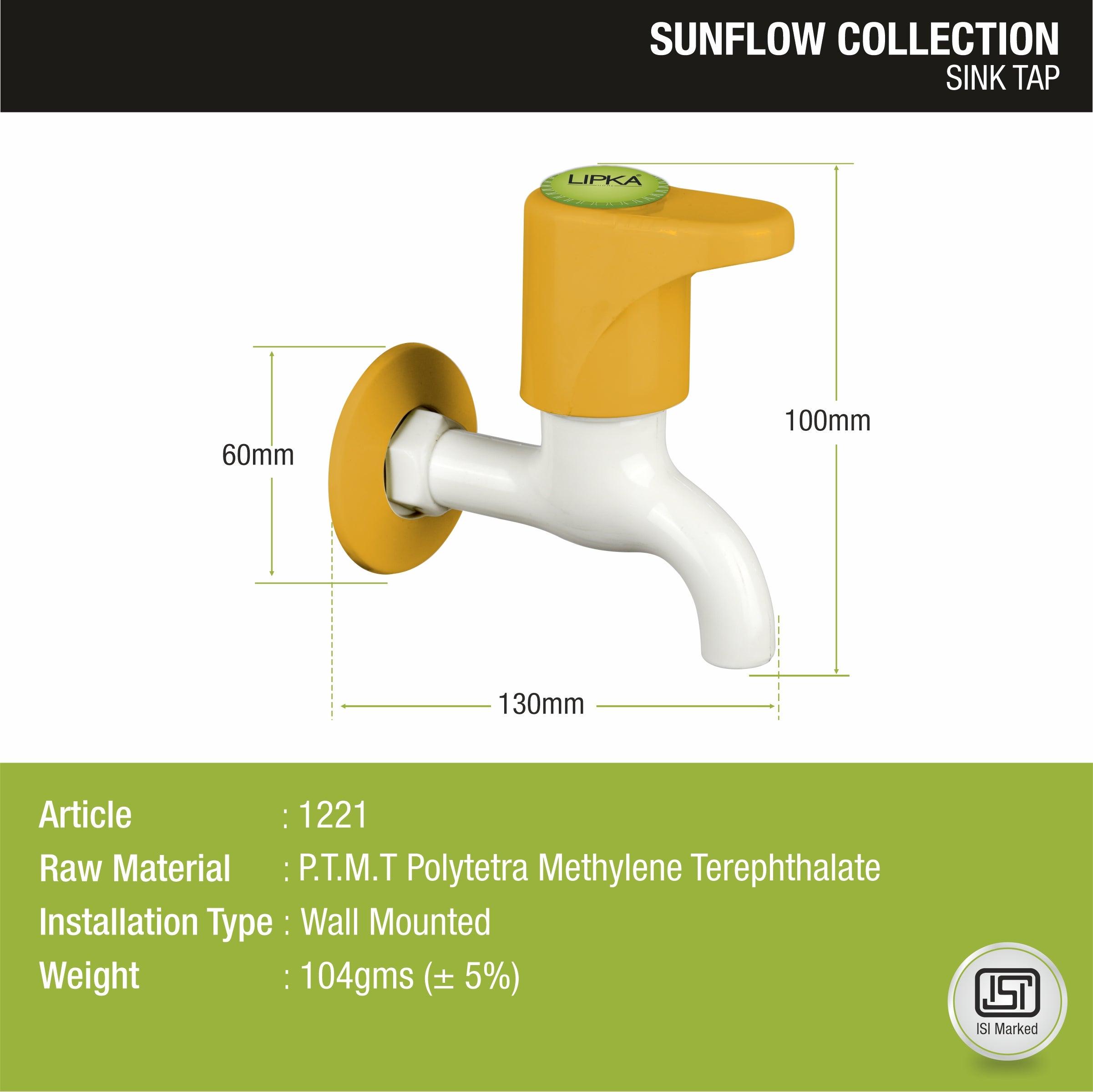 Sunflow Bib Tap PTMT Faucet sizes and dimensions